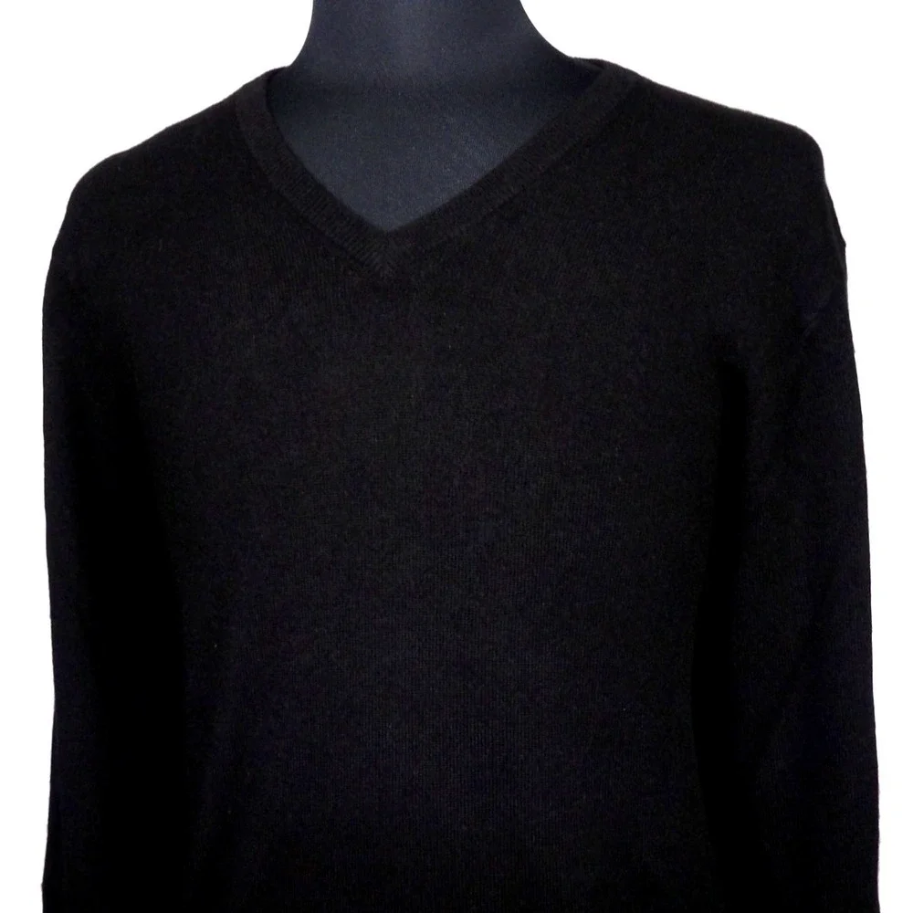 Jos. A. Bank Traveler's 100% Cashmere‎ Black V-Neck Sweater Men's XL